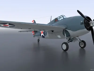 F4F-3 WILDCAT F26 Low-poly 3D model