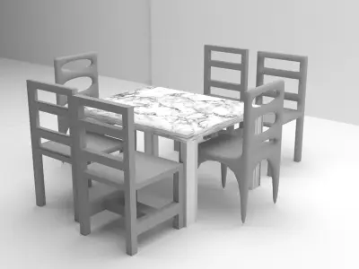 Modern Dining Table Set Free 3D model