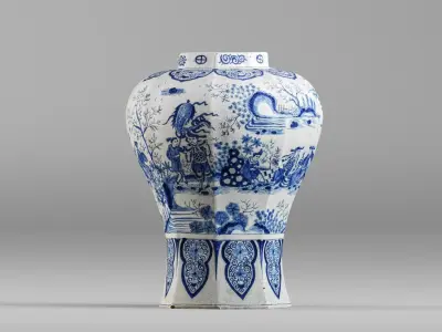 001590 18th Century Chinese Porcelain Vase 3D model