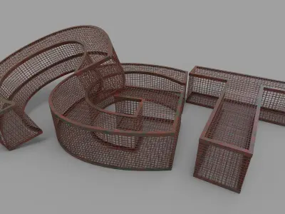 cage alphabet design Low-poly 3D model