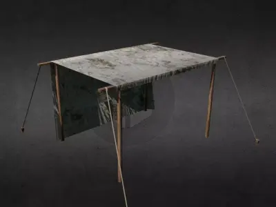 Medieval stall 4 Low-poly 3D model