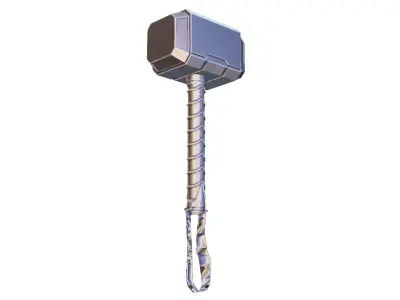 Thor Hammer Mjolnir Sci-Fi Metallic Weapon 3D model