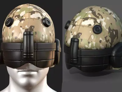 Helmet scifi fantasy futuristic military combat Low-poly 3D model