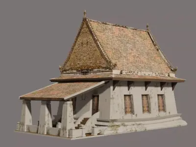 Ancient-thai temple Low-poly 3D model