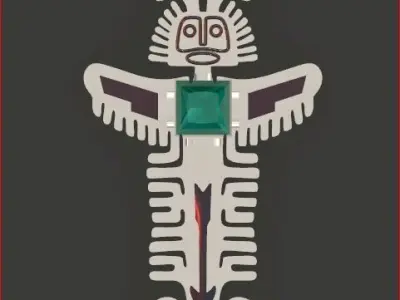 silver earringprehispanic symbol 3D print model