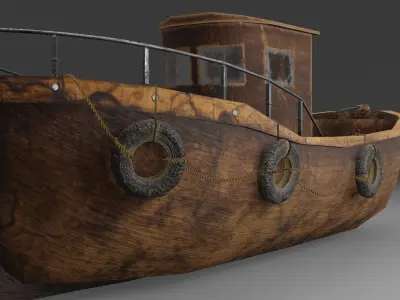 Boat lowpoly rusty Low-poly 3D model