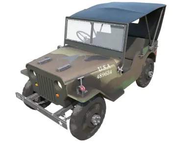 Army Jeep Low-poly 3D model