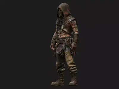 Post-Apocalyptic Raider Low-poly 3D model