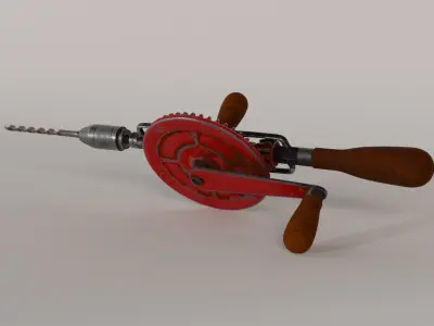 manual old driller  Free low-poly 3D model