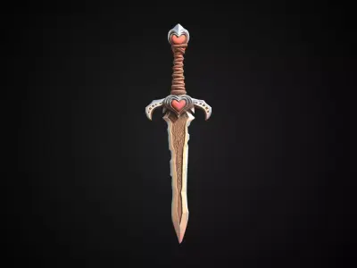 Stylized Hobbit Sword - Heartroot - Game Ready 3D model