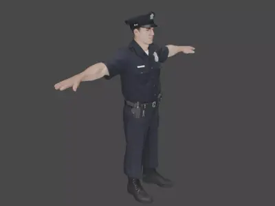Police Officer Security man Rigged and Animated 3D model