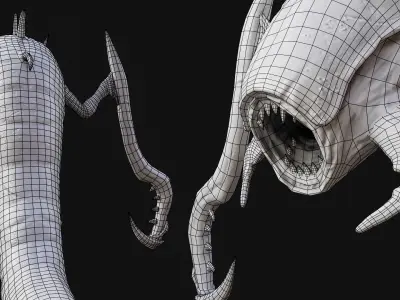 Alien Worm Creature Low-poly 3D model