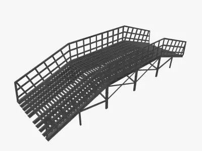 Estacade metal ramp Low-poly 3D model