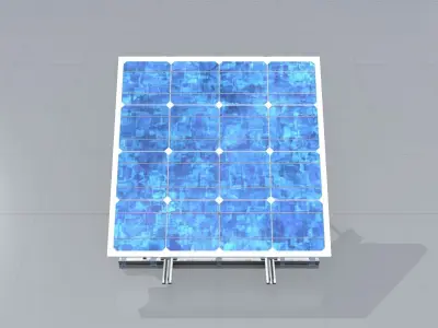 Solar module version 3 2x2m tilt angle 30 degrees with stand Low-poly 3D model