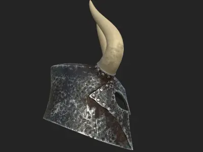 Rusty Helmet with Horns 3D model