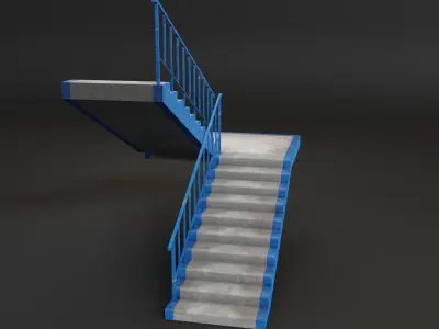 Concrete Stairs Low-poly 3D model