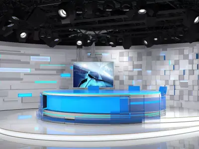 Virtual TV Studio 02 PBR Low-poly 3D model