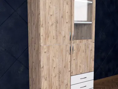 Wardrobe wooden cabinet with two drawers Free 3D model