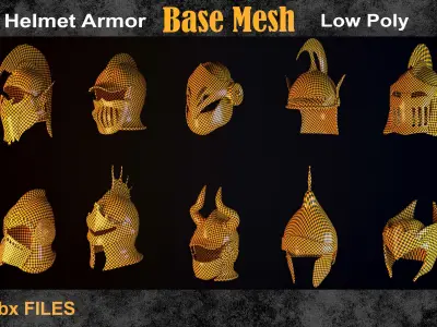 30 Helmet armor base mesh - vol 10 Low-poly 3D model