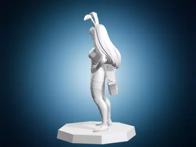Sci-fi Bunny Girl with Oversized Weapon 3D print model