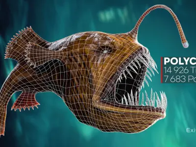 Anglerfish 02 Curse - Ocean predator - Angler fish 3d model - 8 Low-poly 3D model