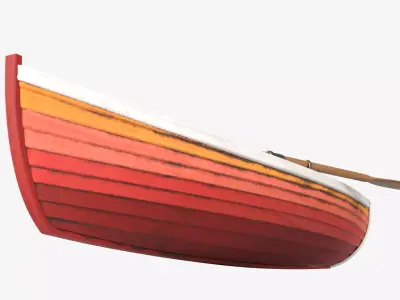 Red wooden boat 3D model