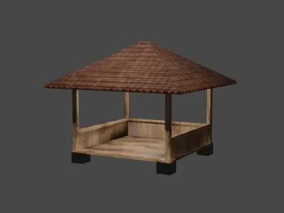 Gazebo wooden Low-poly 3D model buy