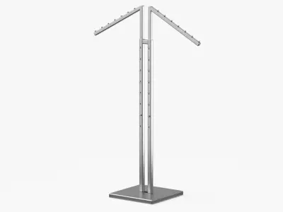 Clothing 2 Way Rack 02 Metal Black and White 3D model