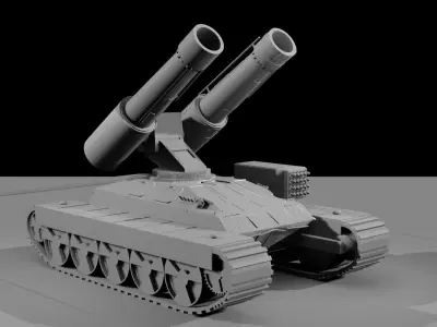 Sci fi tank with floor Low-poly 3D model