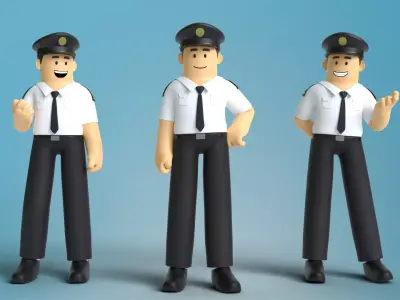 Minimal Pilot Cartoon Character 3D model