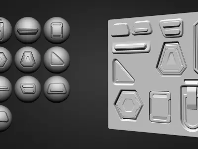 111 Hard Surface Alpha Brush Hard Surface Library VOL 02 Low-poly 3D model