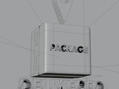 3D Illustration package delivered to location 3D model