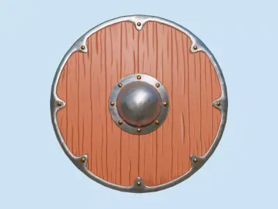 Wooden Stylized Shield - PBR Game Ready Free low-poly 3D model