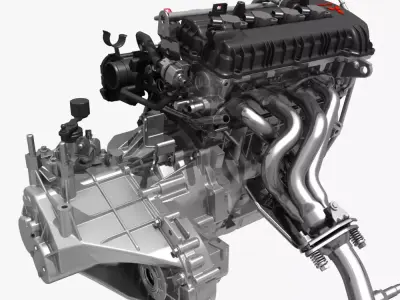 Engine with Transmission Exhaust 3D model