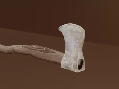 Battled axe Low-poly 3D model