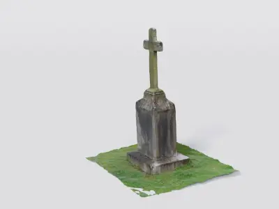 Historical headstone with a cross 3D model