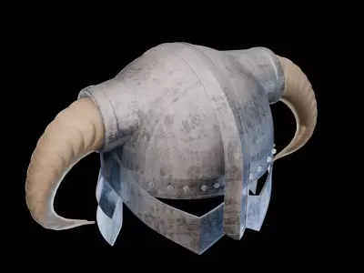 Medieval Horned Viking Helmet 3D Model Low-poly 3D model