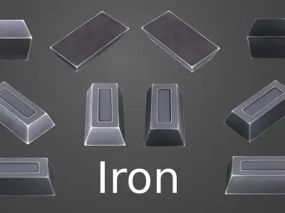 Hand-painted ingots pack Free low-poly 3D model