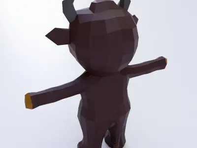 Baby cow cartoon 3d model  Low-poly 3D model