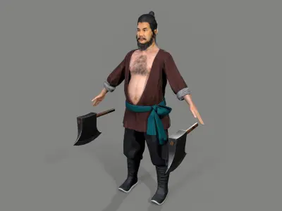 Ancient Chinese warrior Low-poly 3D model