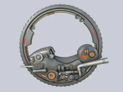 Mono wheel vehicle Low-poly 3D model