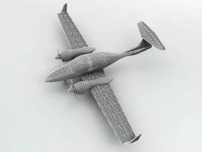  Diamond DA-42 Aircraft  Low-poly 3D model