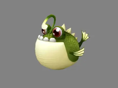 Cartoon blowfish - anglerfish Low-poly 3D model