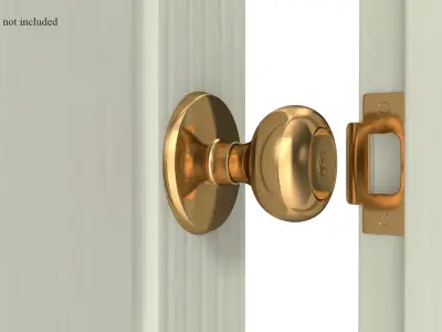 Door Knob Golden With Keyhole V02 3D model