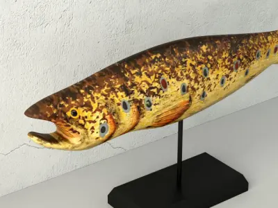 Hand Carved Wooden Fish 2 3D model