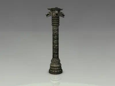 Detailed Aztec Column with snakes Low-poly 3D model