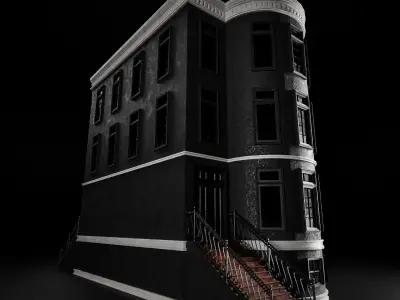 BROOKLYN BROWNSTONE REGULAR OLD BUILDING 006 Low-poly 3D model
