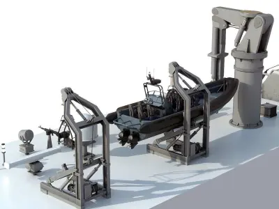 Military ship equipment asset Low-poly 3D model