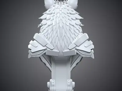 Cybernetic Wolf Warrior Bust  Mecha Animal Statue PM-266 3D print model