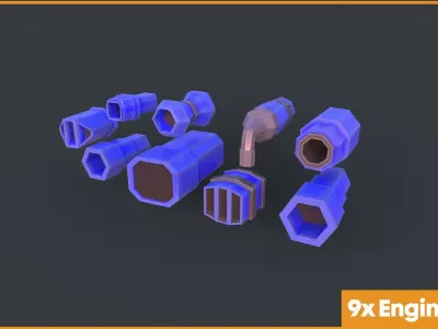 Modular SCI-FI Space ships Low-poly 3D model